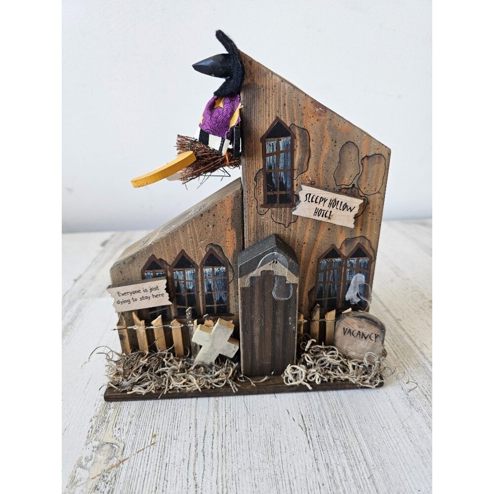 Shabby chic haunted‎ house witch Halloween decor sleepy hollow hotel as is